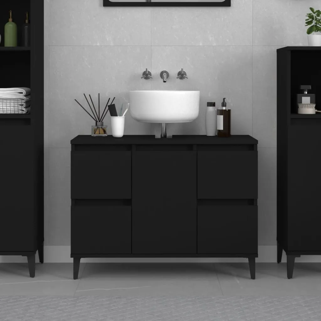 vidaXL Mobile Lavabo Nero 80x33x60 cm in Legno Multistrato