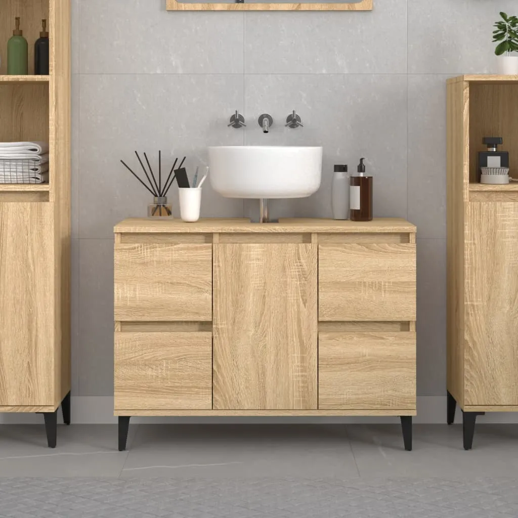 vidaXL Mobile Lavabo Rovere Sonoma 80x33x60 cm in Legno Multistrato