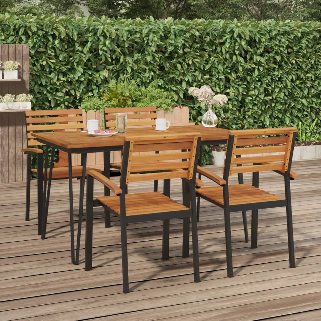 vidaXL Tavolo Giardino con Gambe Forcella 140x80x75 cm Massello Acacia