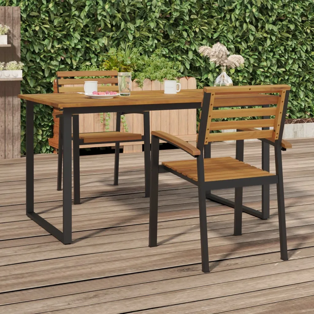 vidaXL Sedie Giardino Impilabili 2 pz Legno Massello Acacia e Metallo