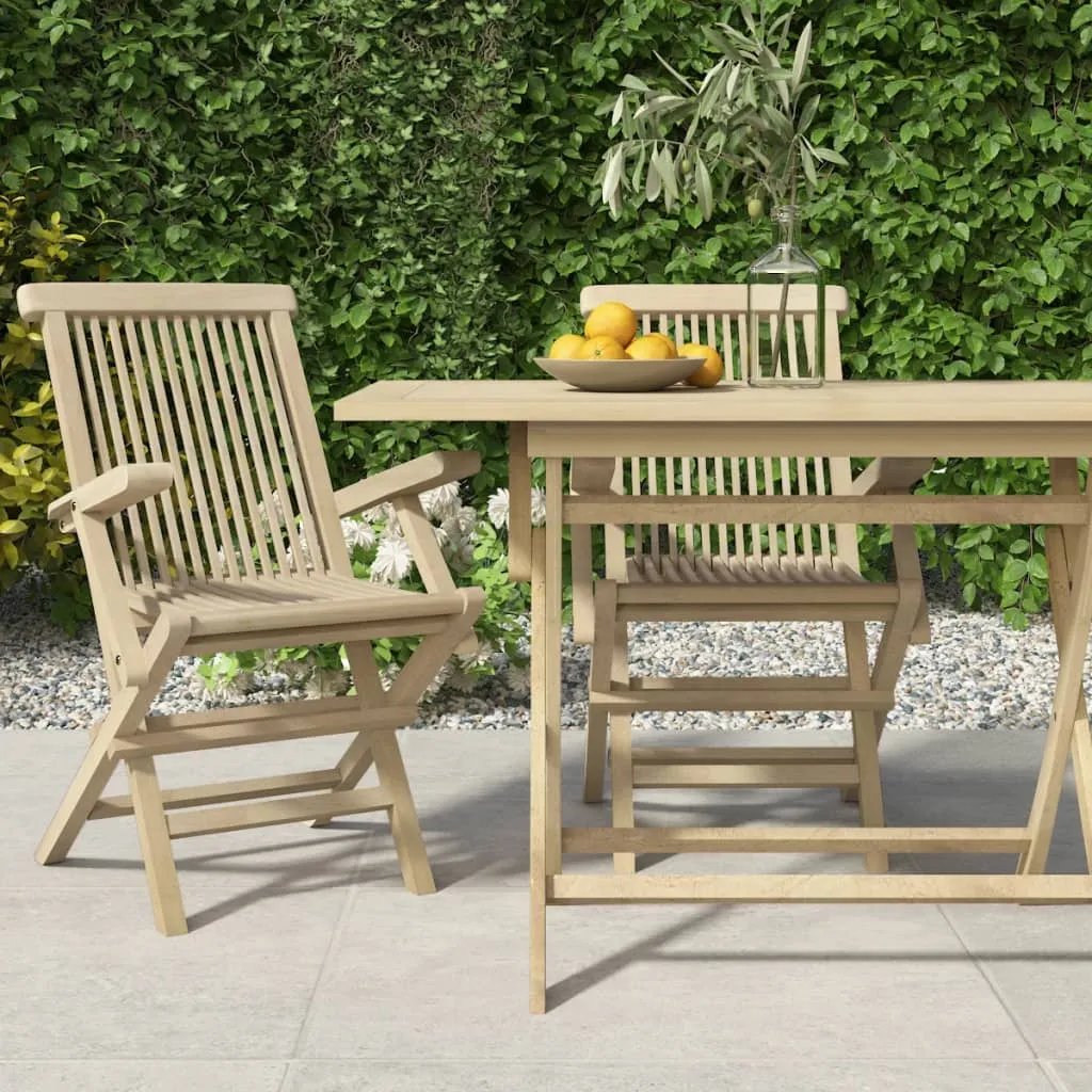 vidaXL Sedie Giardino Pieghevoli 2pz Grigie 56x61x89 cm Massello Teak