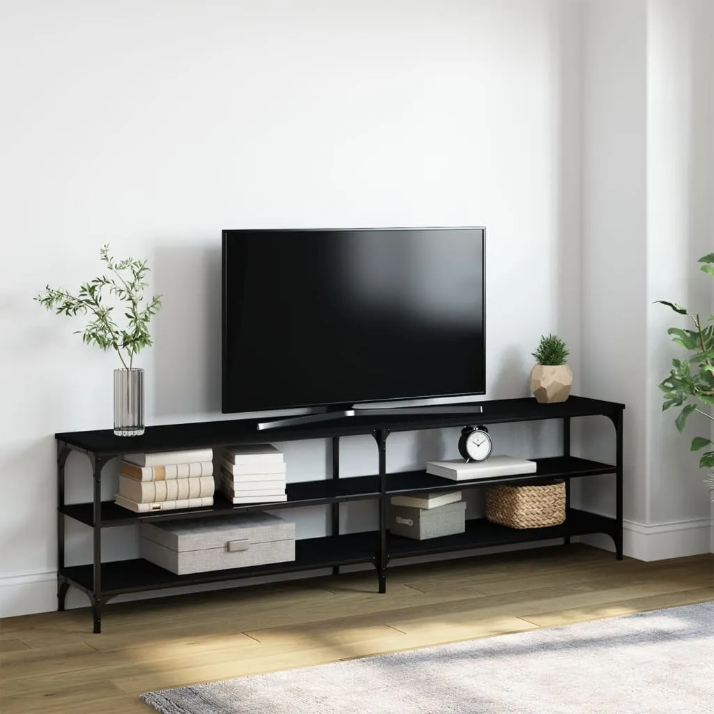 vidaXL Mobile Porta TV Nero 180x30x50cm in Legno Multistrato e Metallo