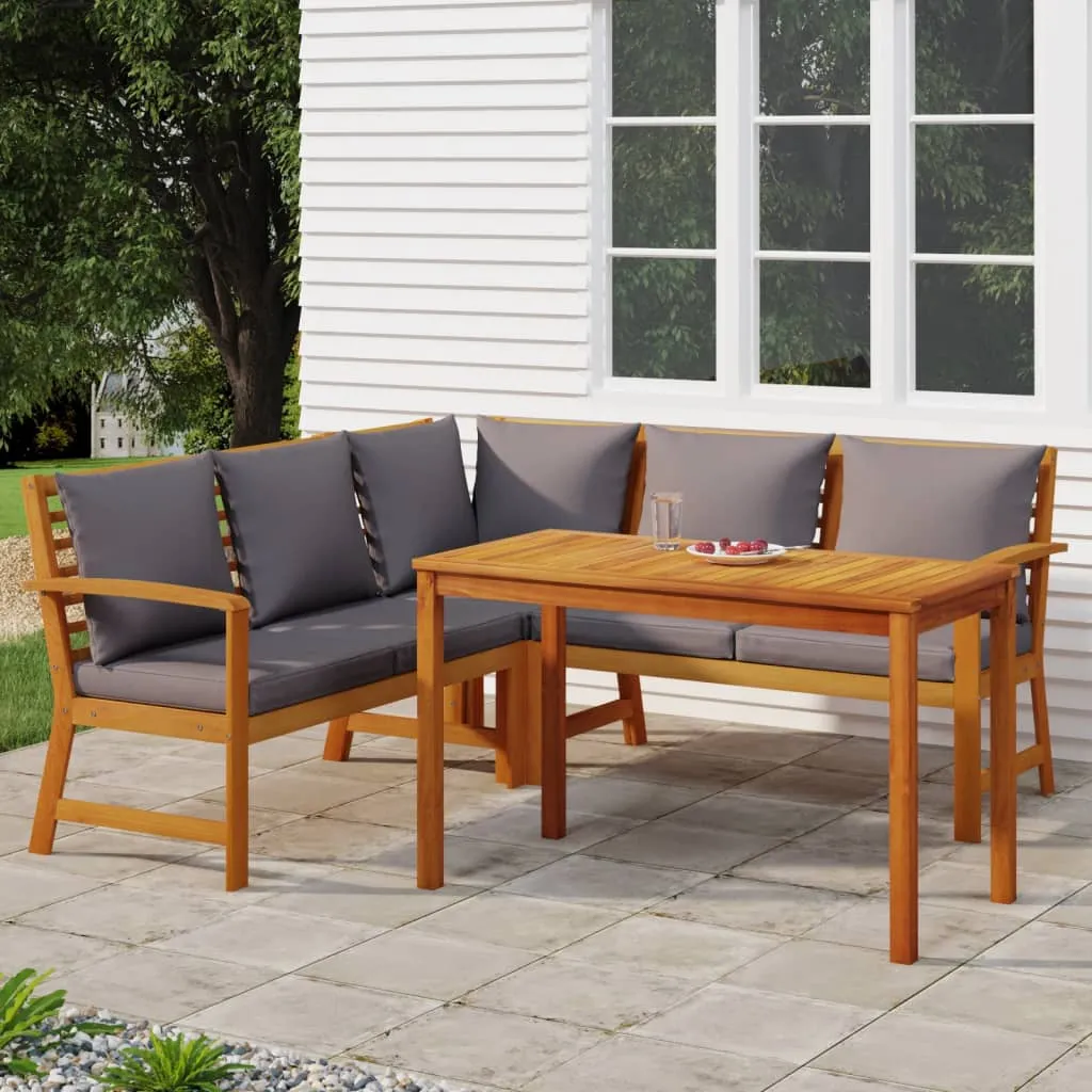 vidaXL Set da Pranzo Giardino 4pz con Cuscini Legno Massello di Acacia