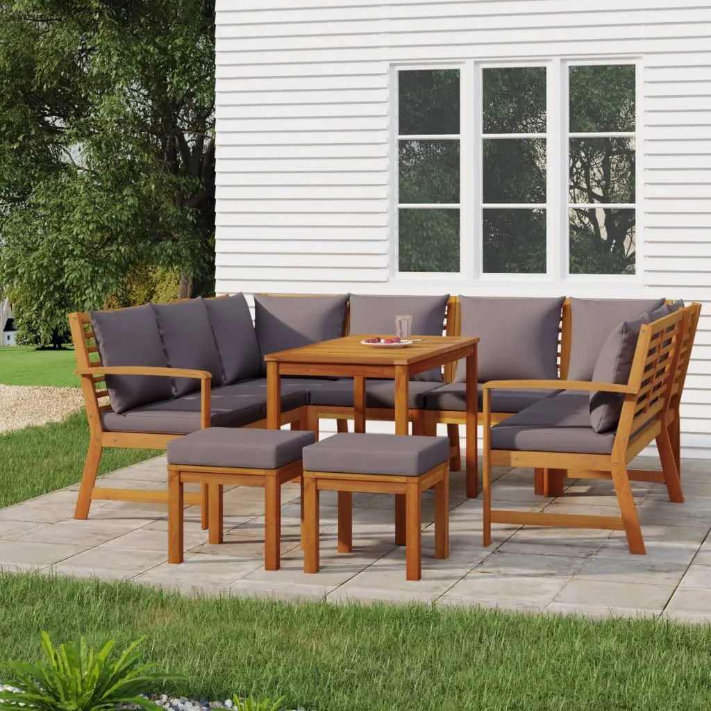 vidaXL Set da Pranzo da Giardino 9pz con Cuscini Legno Massello Acacia