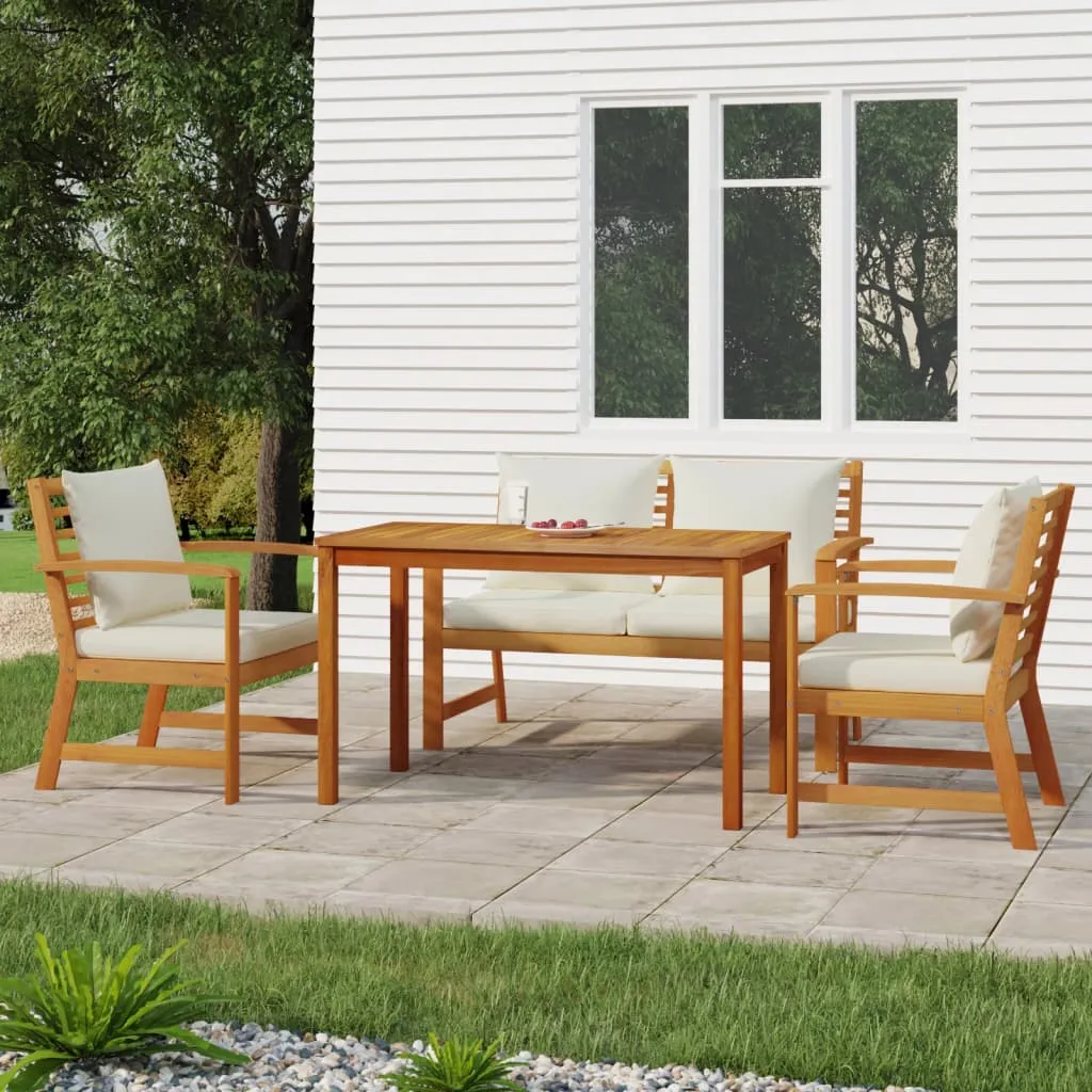 vidaXL Set da Pranzo Giardino 4pz con Cuscini Legno Massello di Acacia