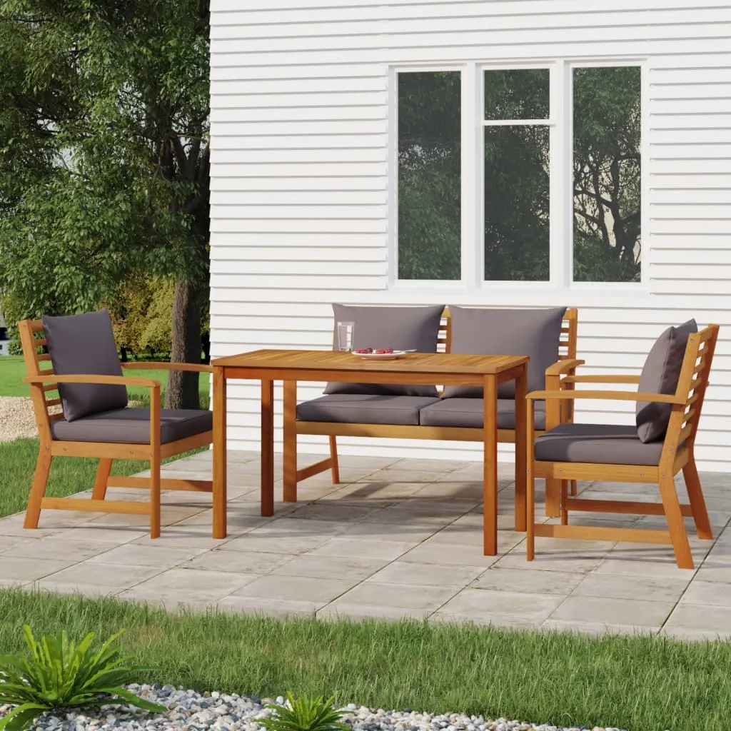 vidaXL Set da Pranzo Giardino 4pz con Cuscini Legno Massello di Acacia