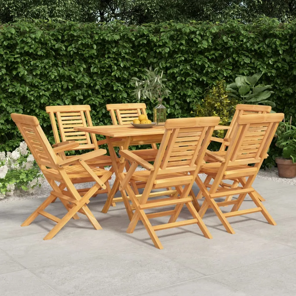 vidaXL Set da Pranzo da Giardino 7 pz in Legno Massello di Teak