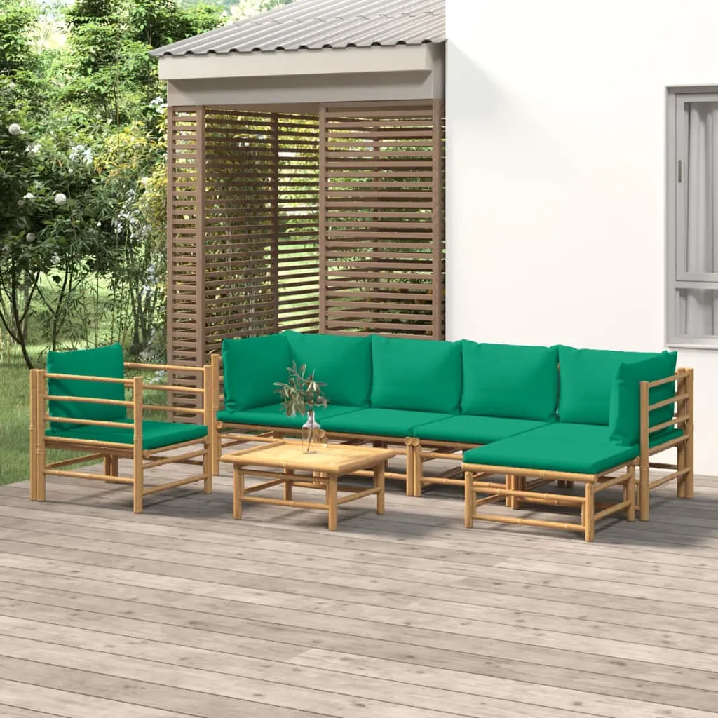 vidaXL Set Salotto da Giardino 7pz con Cuscini Verdi Bambù