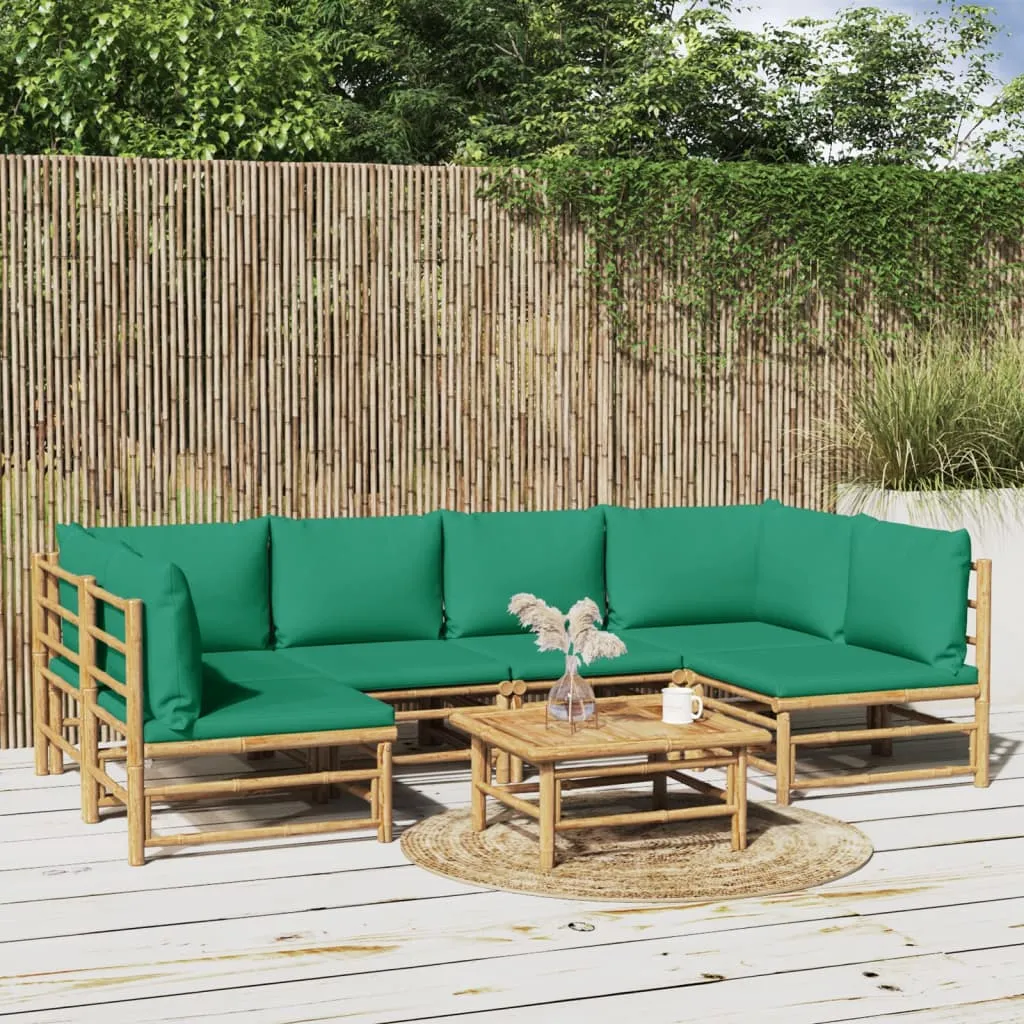 vidaXL Set Salotto da Giardino 7pz con Cuscini Verdi Bambù