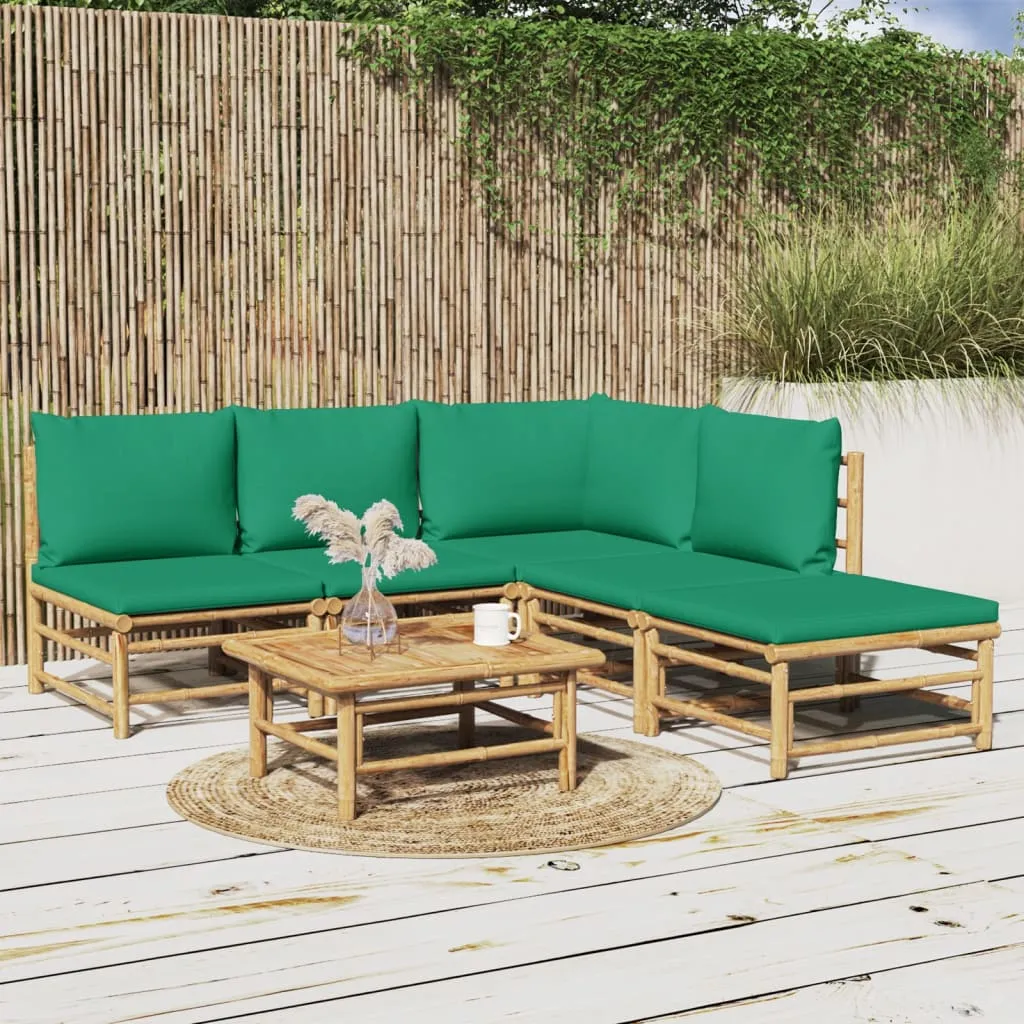 vidaXL Set Salotto da Giardino 6pz con Cuscini Verdi Bambù