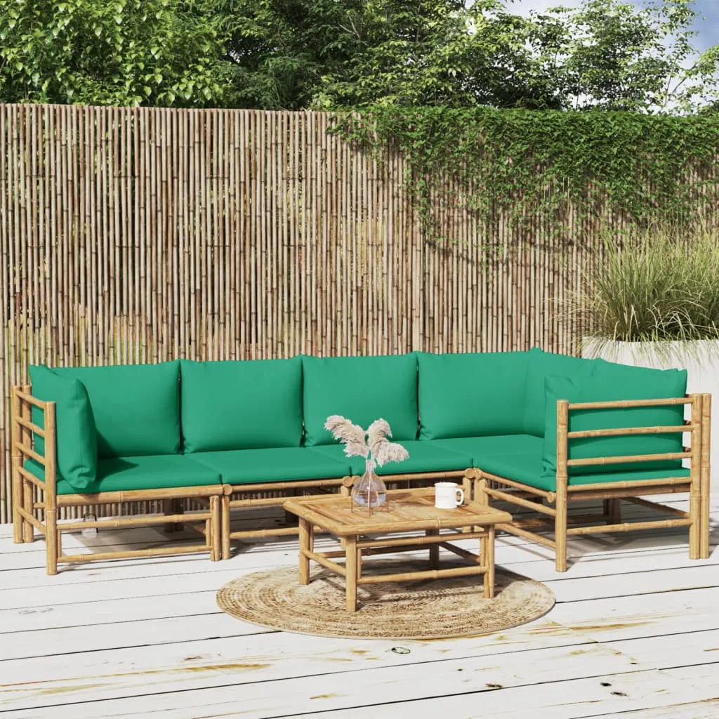 vidaXL Set Salotto da Giardino 6pz con Cuscini Verdi Bambù