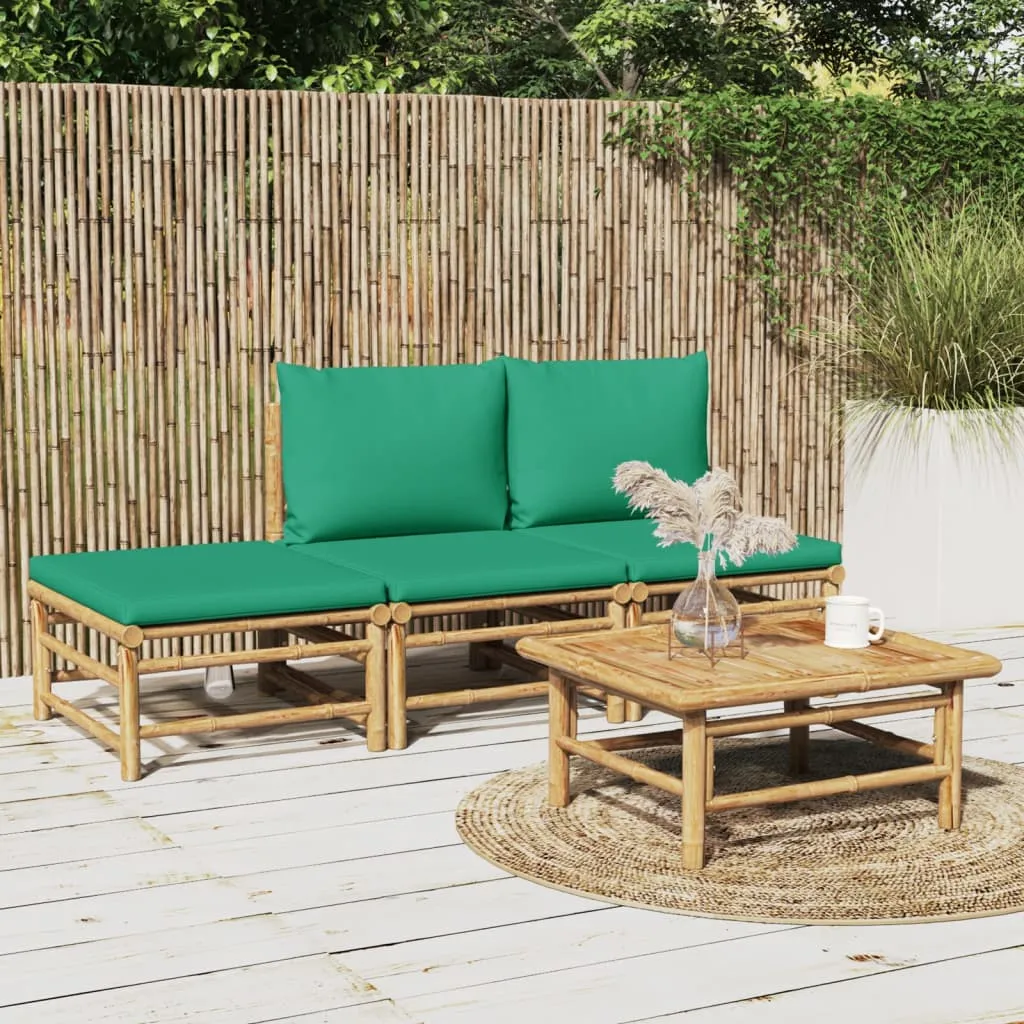 vidaXL Set Salotto da Giardino 4pz con Cuscini Verdi Bambù