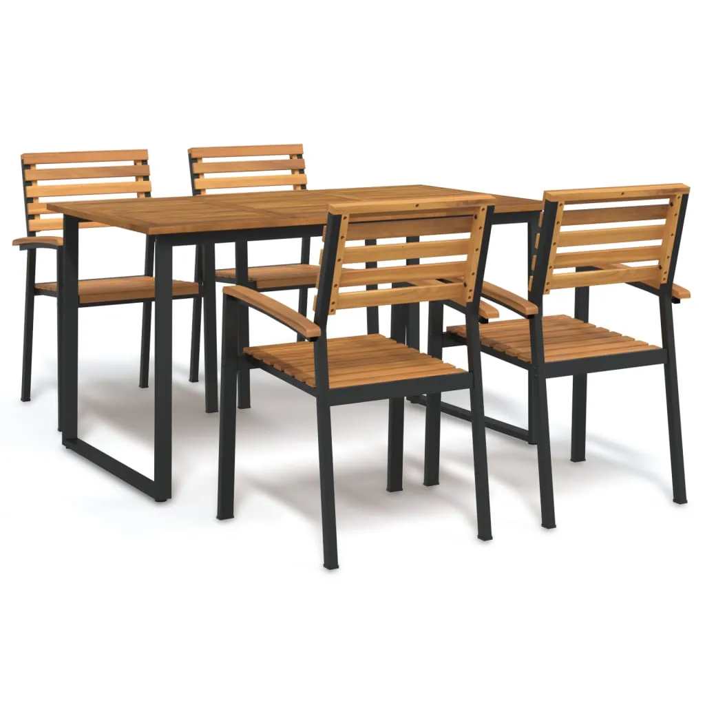 vidaXL Set Pranzo da Giardino 5 pz Legno Massello di Acacia e Metallo