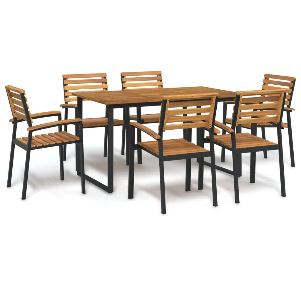 vidaXL Set Pranzo da Giardino 7 pz Legno Massello di Acacia e Metallo