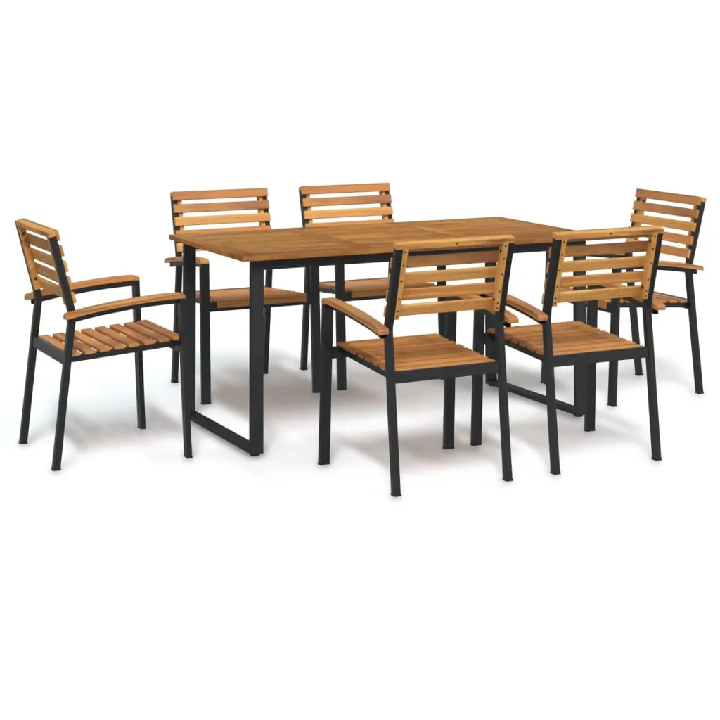 vidaXL Set Pranzo da Giardino 7 pz Legno Massello di Acacia e Metallo