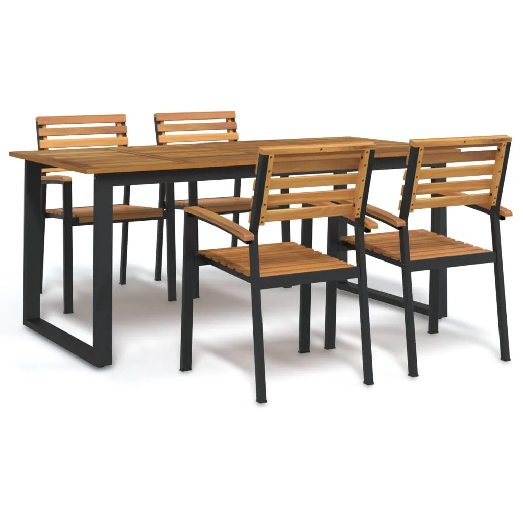 vidaXL Set Pranzo da Giardino 5 pz Legno Massello di Acacia e Metallo