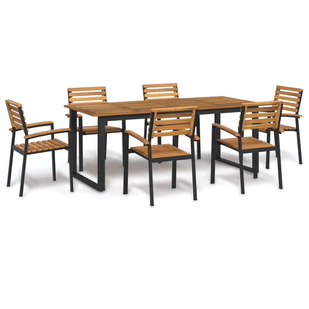 vidaXL Set Pranzo da Giardino 7 pz Legno Massello di Acacia e Metallo