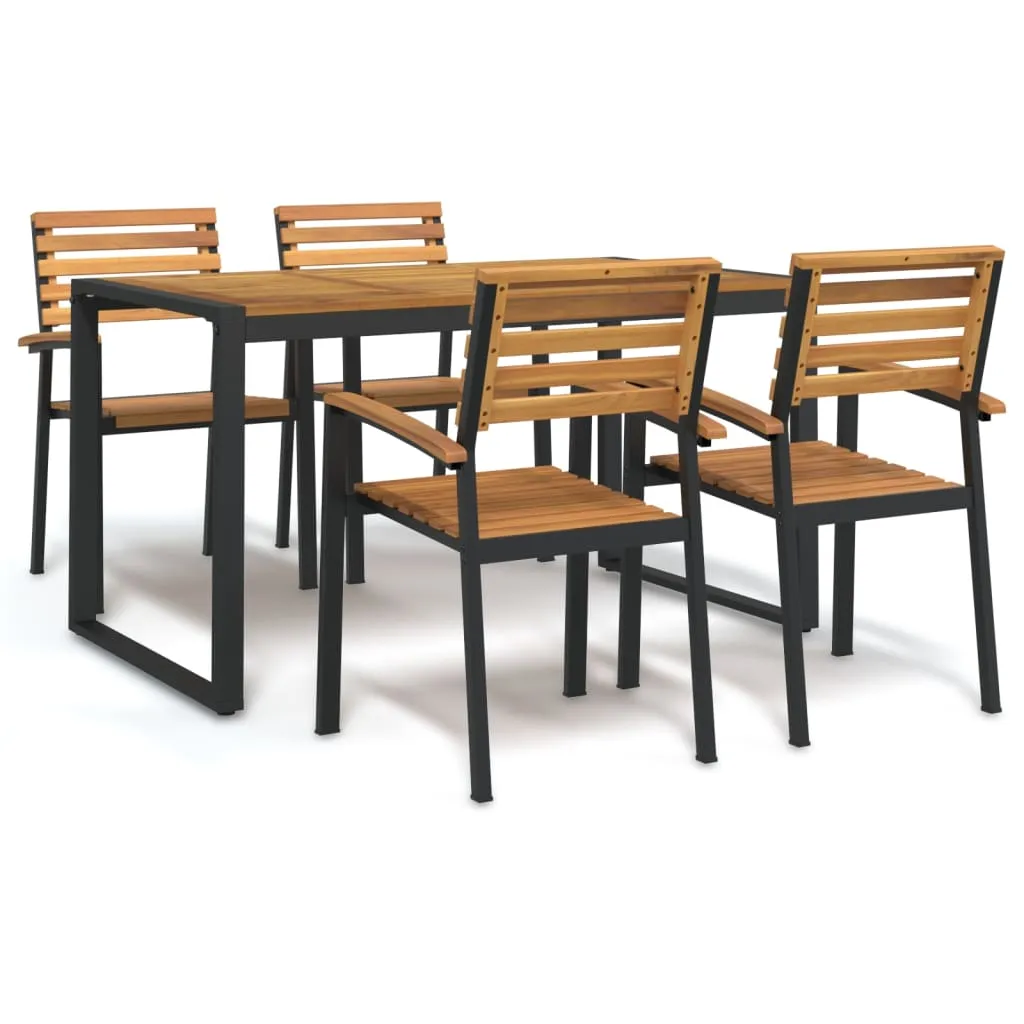 vidaXL Set Pranzo da Giardino 5 pz Legno Massello di Acacia e Metallo