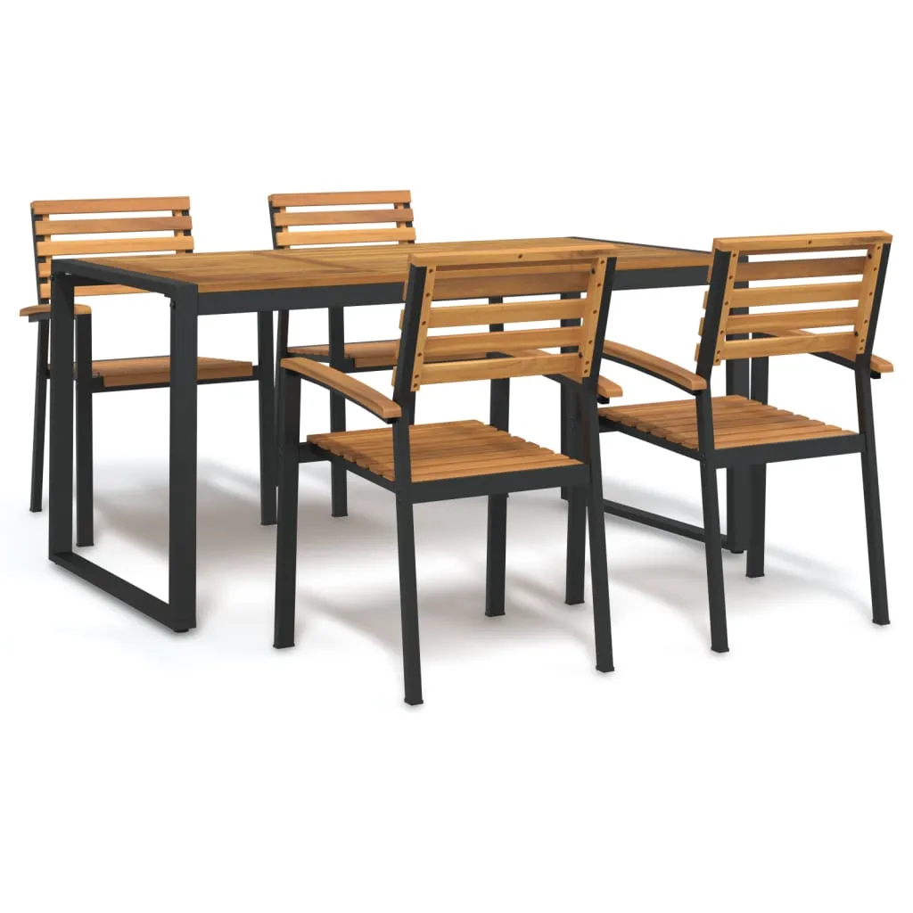 vidaXL Set Pranzo da Giardino 5 pz Legno Massello di Acacia e Metallo