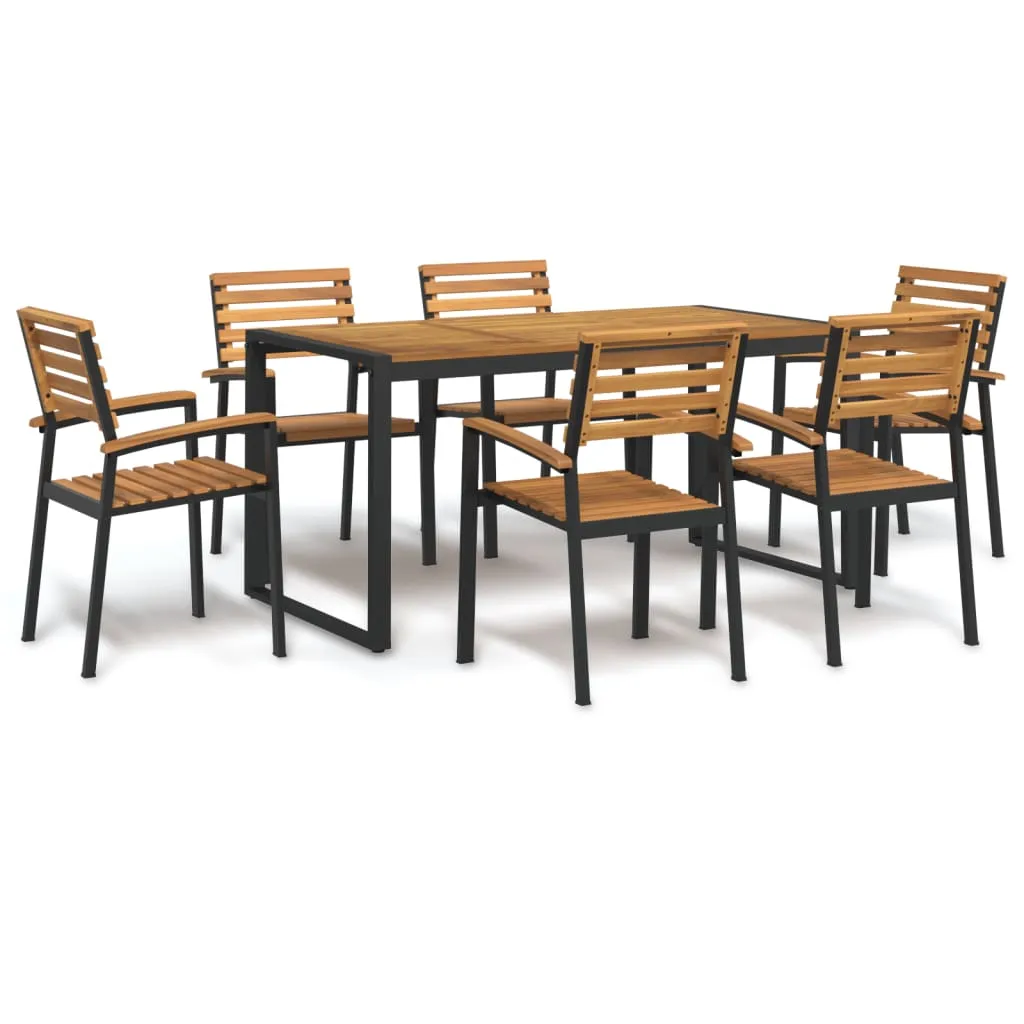 vidaXL Set Pranzo da Giardino 7 pz Legno Massello di Acacia e Metallo