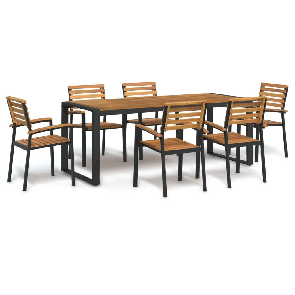 vidaXL Set Pranzo da Giardino 7 pz Legno Massello di Acacia e Metallo