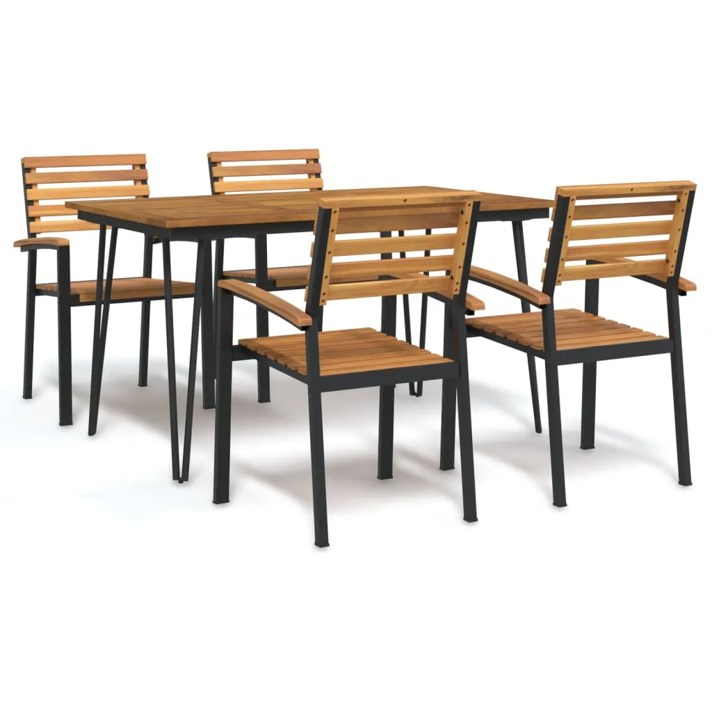 vidaXL Set Pranzo da Giardino 5 pz Legno Massello di Acacia e Metallo