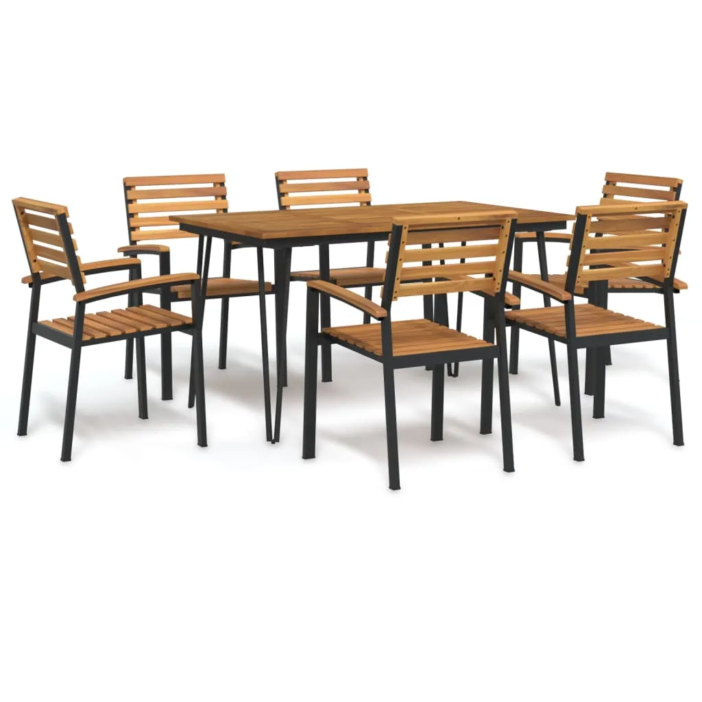 vidaXL Set Pranzo da Giardino 7 pz Legno Massello di Acacia e Metallo