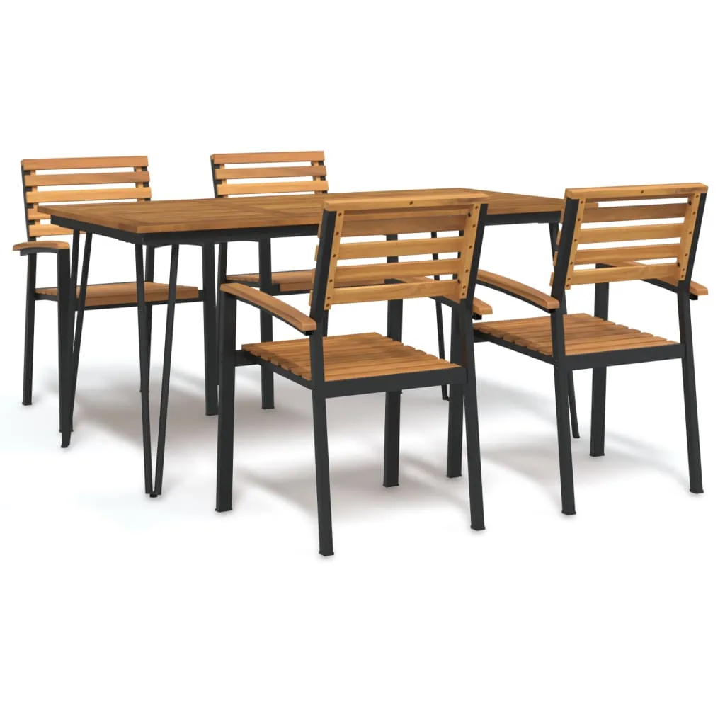 vidaXL Set Pranzo da Giardino 5 pz Legno Massello di Acacia e Metallo