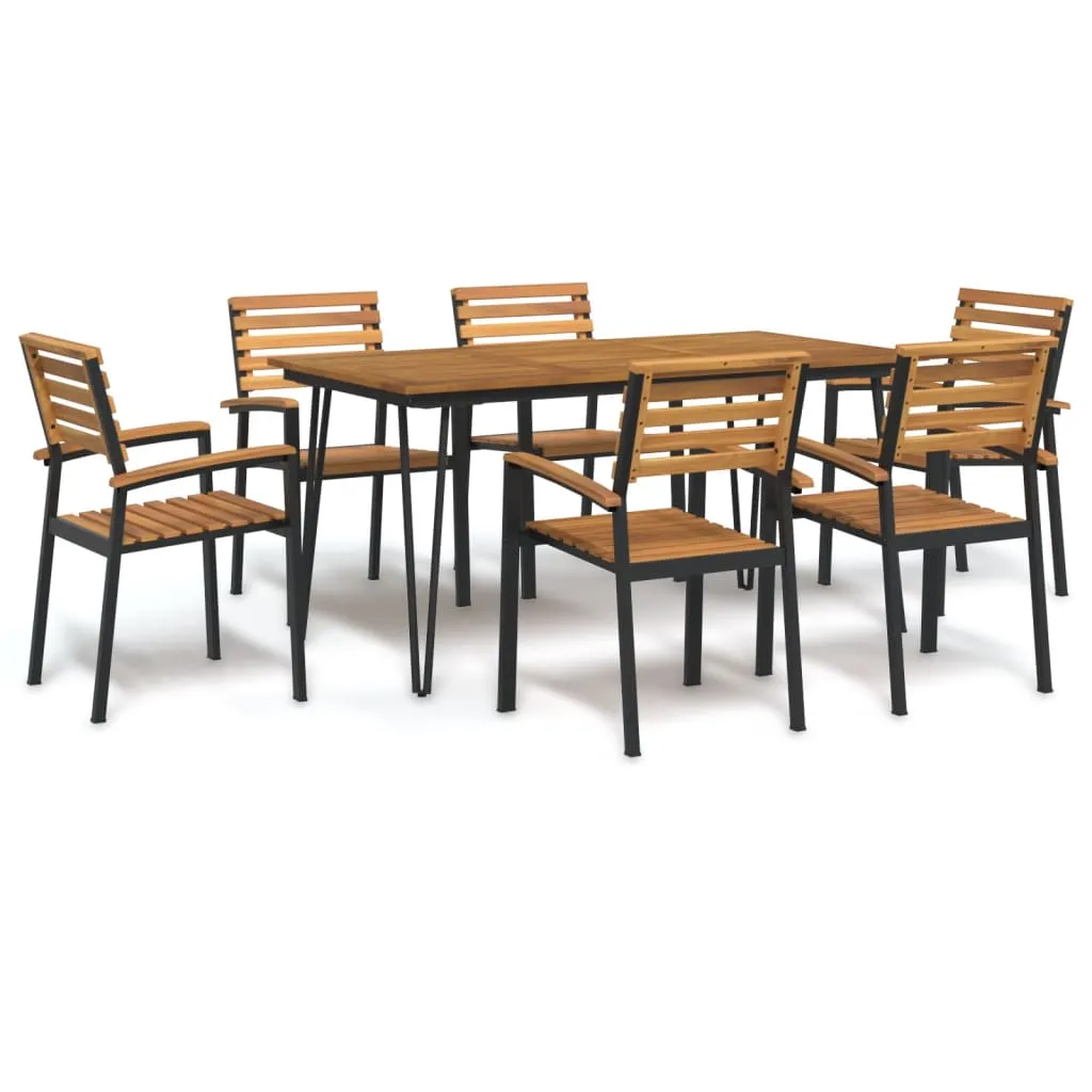 vidaXL Set Pranzo da Giardino 7 pz Legno Massello di Acacia e Metallo