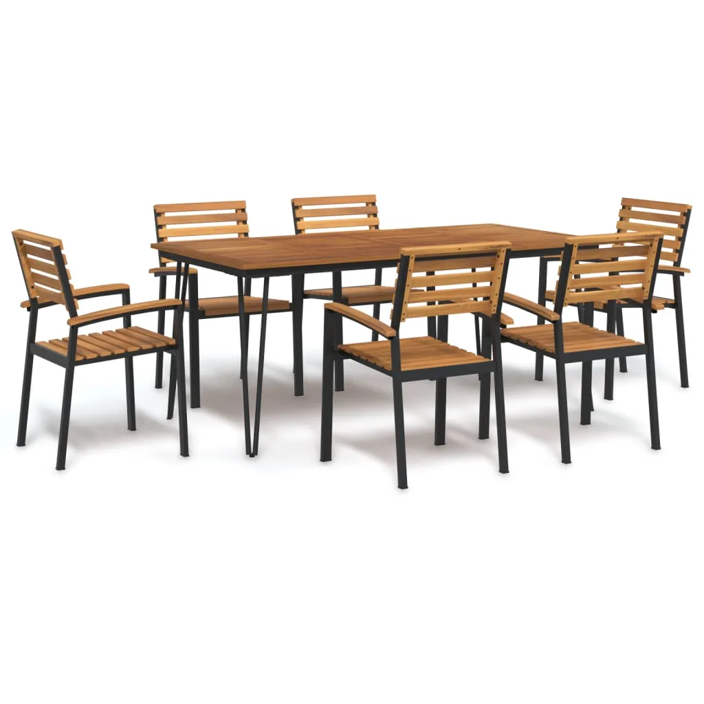 vidaXL Set Pranzo da Giardino 7 pz Legno Massello di Acacia e Metallo