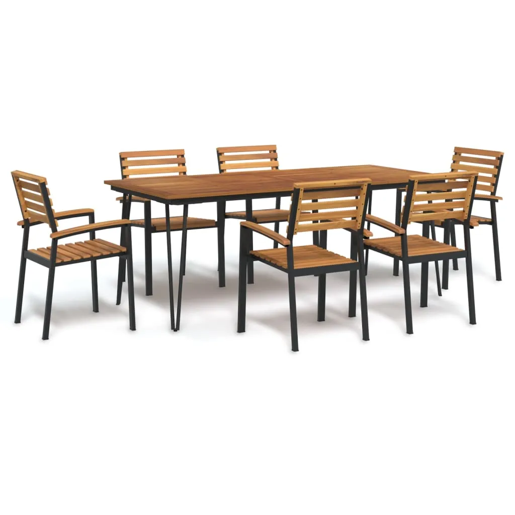 vidaXL Set Pranzo da Giardino 7 pz Legno Massello di Acacia e Metallo