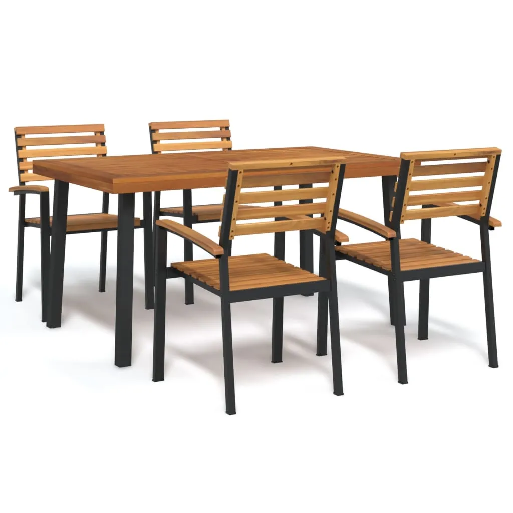 vidaXL Set Pranzo da Giardino 5 pz Legno Massello di Acacia e Metallo