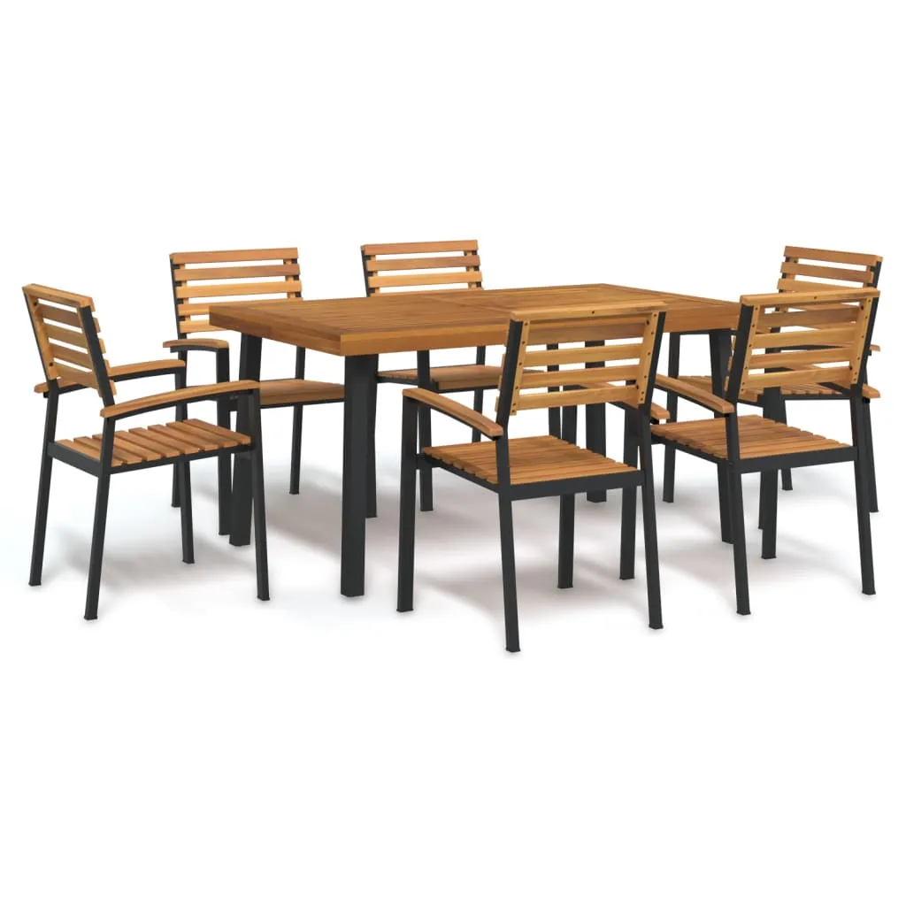 vidaXL Set Pranzo da Giardino 7 pz Legno Massello di Acacia e Metallo