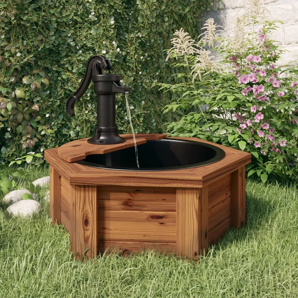 vidaXL Fontana d'Acqua con Pompa 57x57x53 cm Legno Massello di Abete