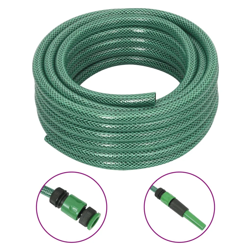 vidaXL Set Tubo da Giardino con Raccordi Verde 0,6" 10 m in PVC