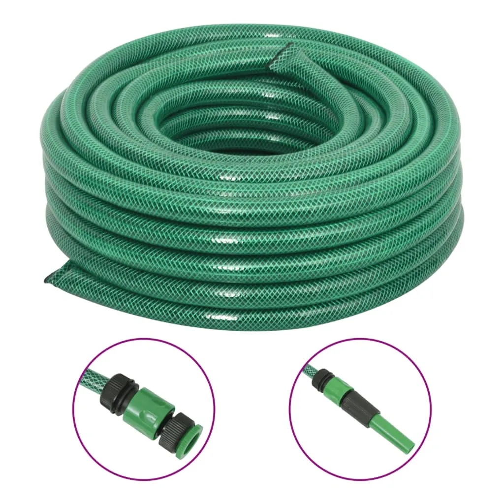 vidaXL Set Tubo da Giardino con Raccordi Verde 0,9" 10 m in PVC