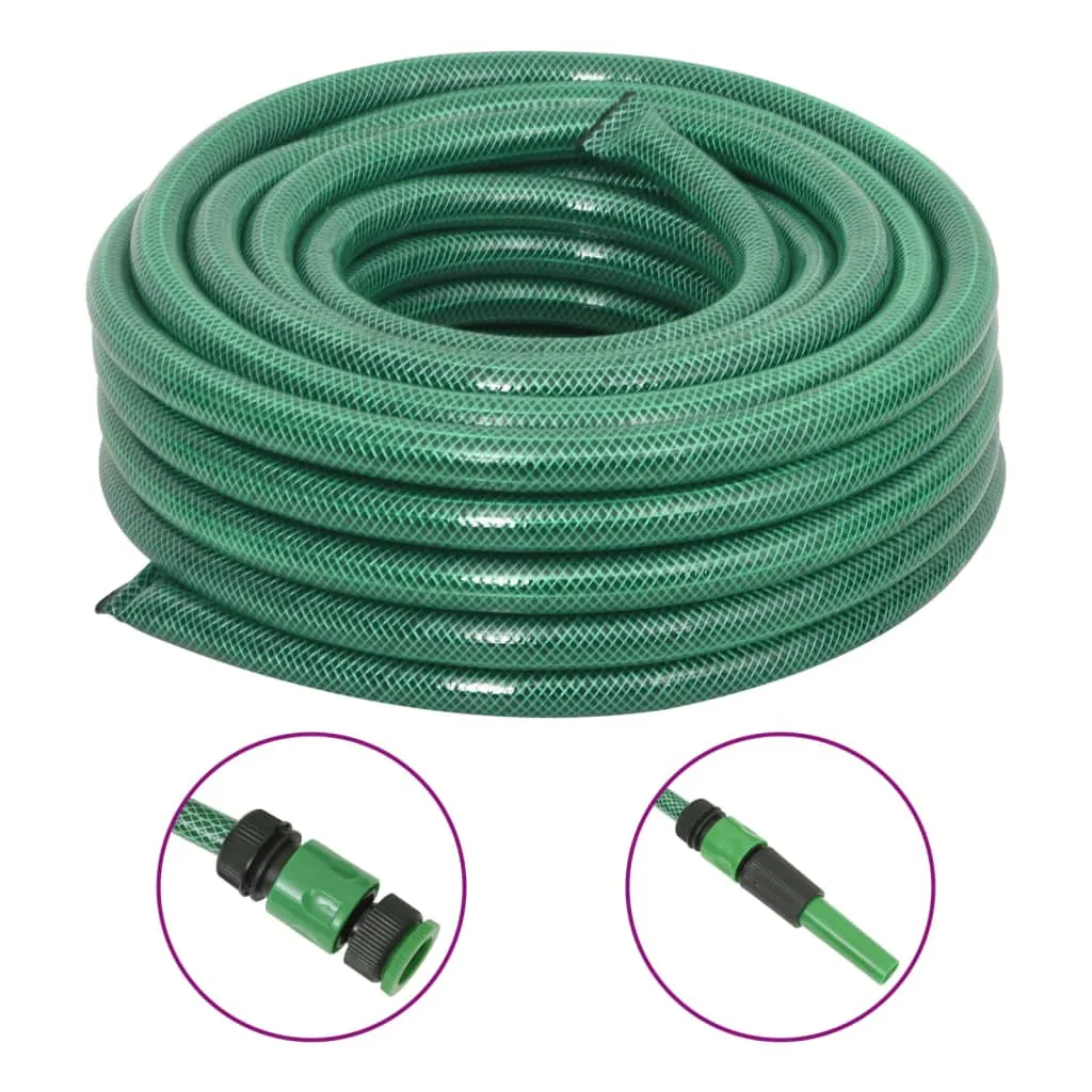 vidaXL Set Tubo da Giardino con Raccordi Verde 0,9" 20 m in PVC