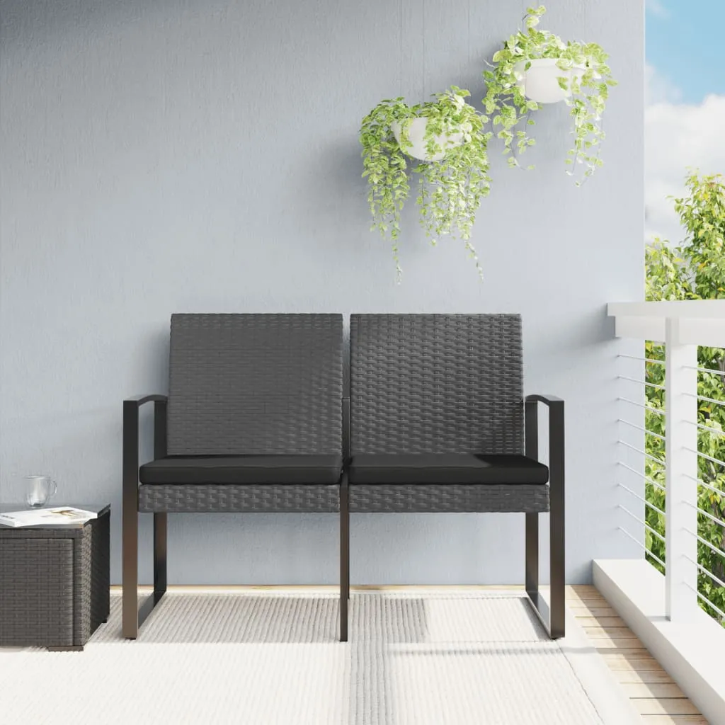 vidaXL Panca da Giardino a 2 Posti con Cuscini Rattan PP Grigio Scuro