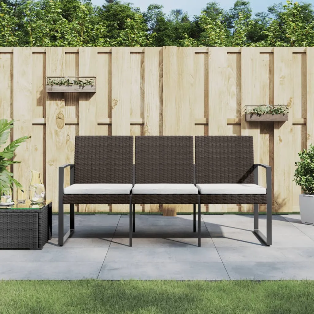 vidaXL Panca da Giardino a 3 Posti con Cuscini in Rattan PP Marrone