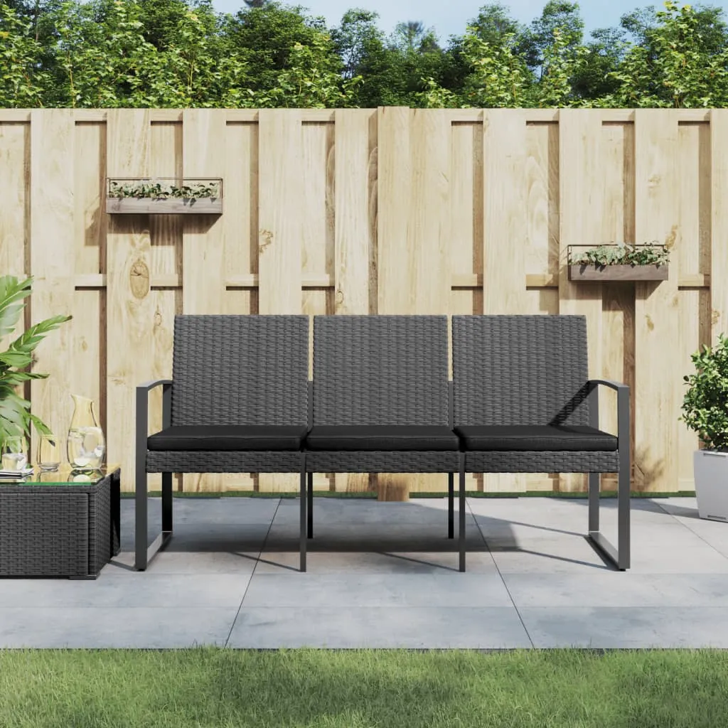 vidaXL Panca da Giardino a 3 Posti con Cuscini Rattan PP Grigio Scuro