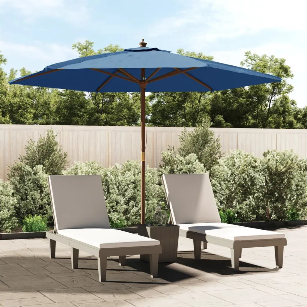 vidaXL Ombrellone da Giardino con Palo in Legno Azzurro 299x240 cm