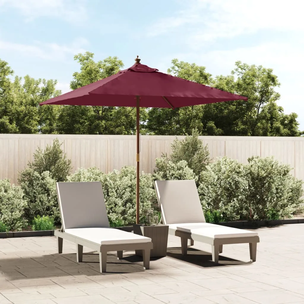 vidaXL Ombrellone da Giardino con Palo in Legno Bordeaux 198x198x231cm