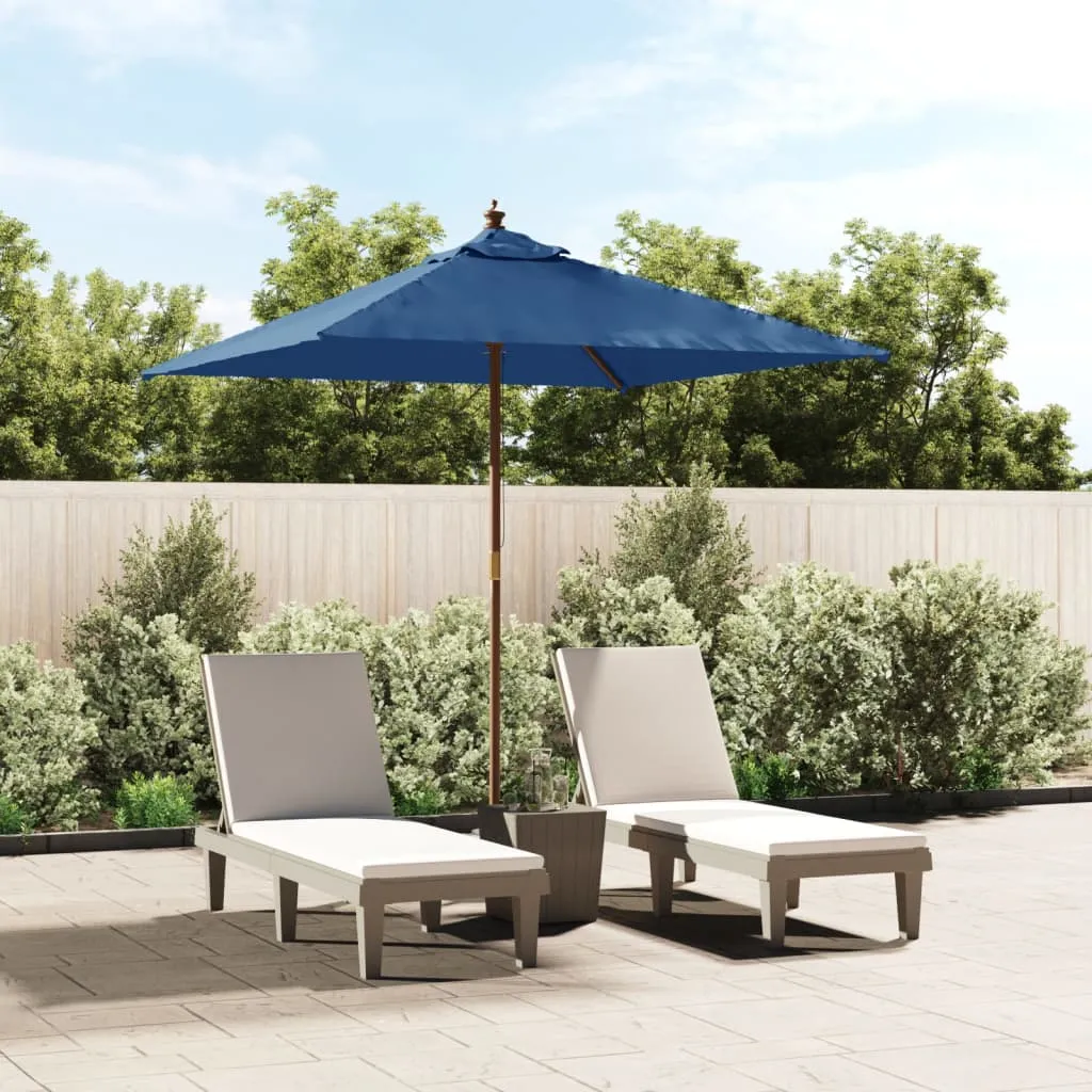 vidaXL Ombrellone da Giardino con Palo in Legno Azzurro 198x198x231 cm