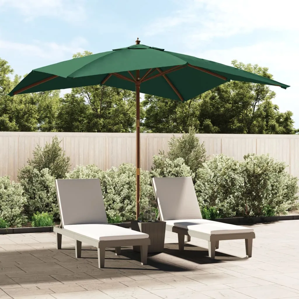 vidaXL Ombrellone da Giardino con Palo in Legno Verde 300x300x273 cm