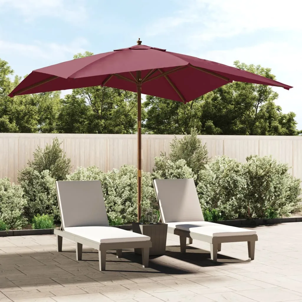 vidaXL Ombrellone da Giardino Palo Legno Rosso Bordeaux 300x300x273 cm