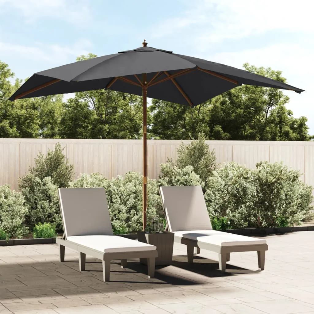 vidaXL Ombrellone da Giardino con Palo in Legno Nero 300x300x273 cm