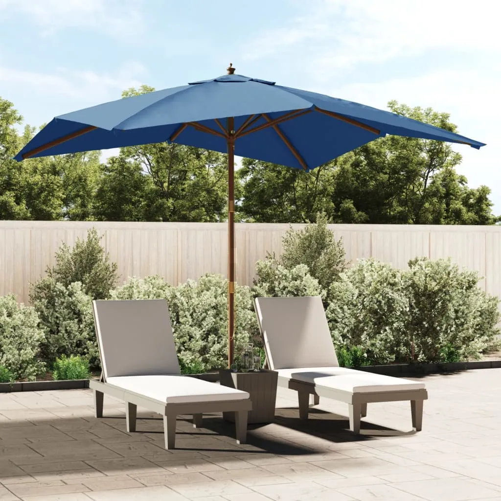 vidaXL Ombrellone da Giardino con Palo in Legno Azzurro 300x300x273 cm