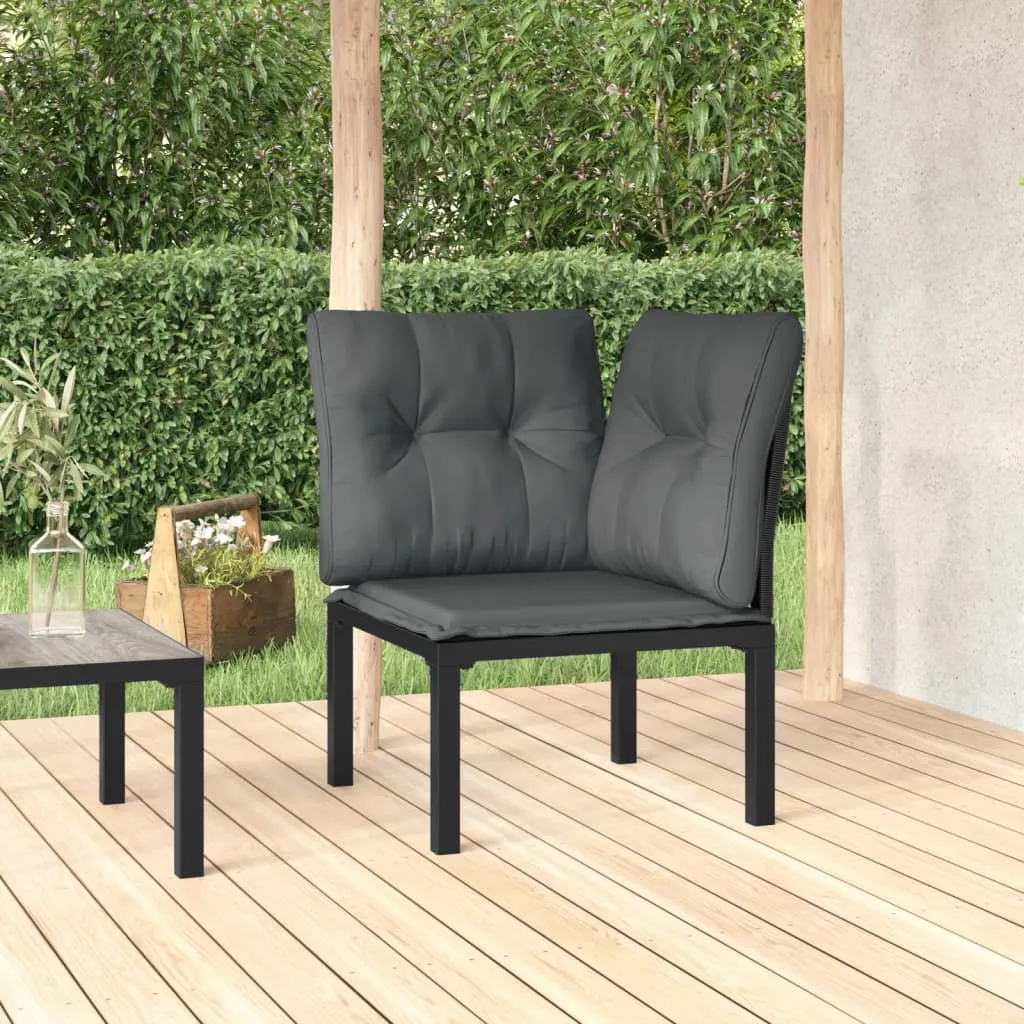 vidaXL Poltrona Angolare Giardino con Cuscini Polyrattan Nero e Grigio