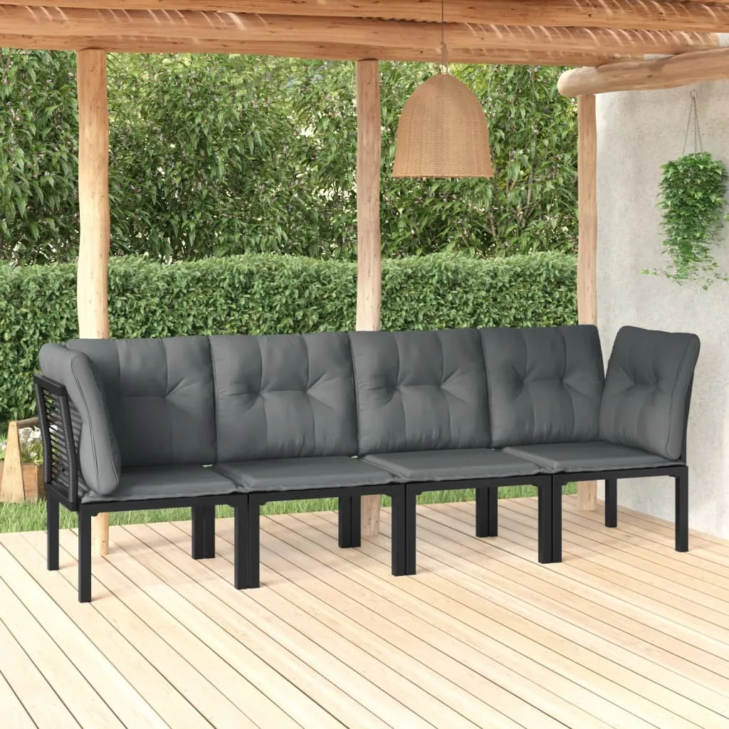 vidaXL Set Salotto da Giardino 4 pz Nero e Grigio in Polyrattan