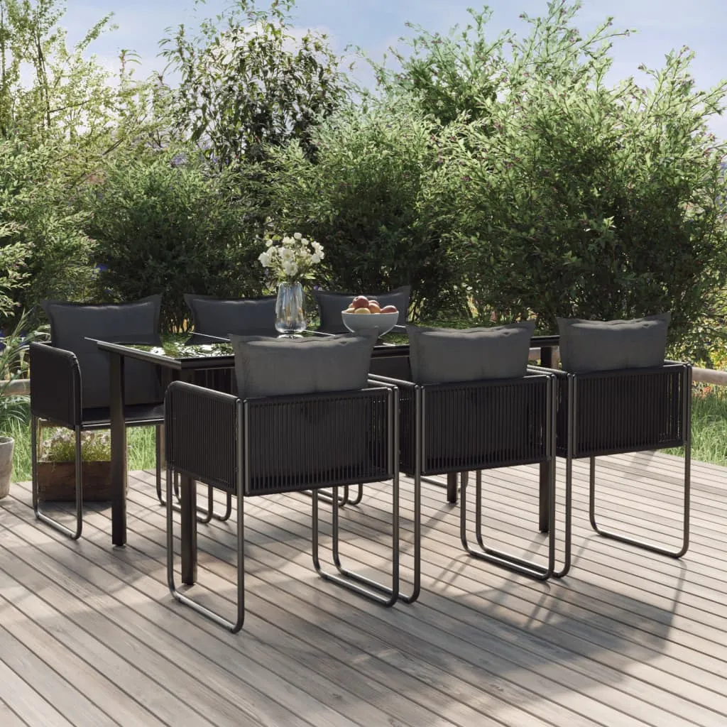 vidaXL Set da Pranzo da Giardino 7 pz Nero